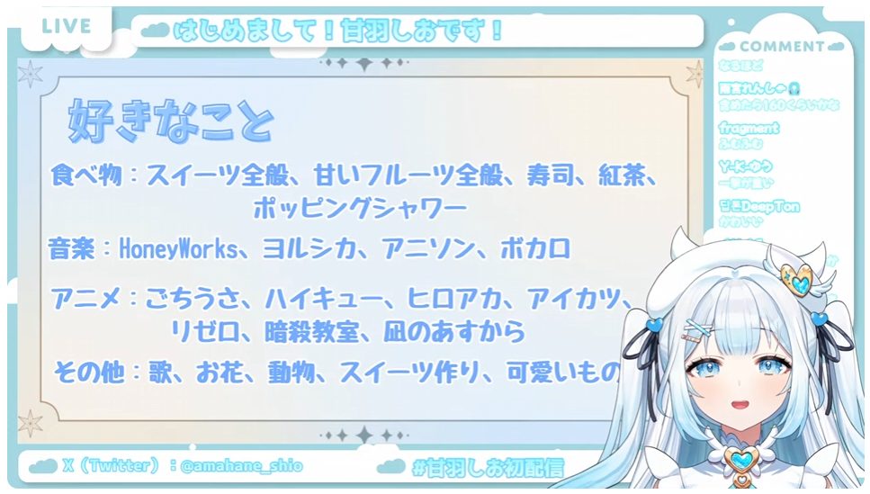 「甘羽しお」の好きなもの